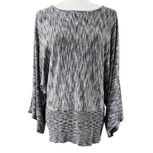 Chico's Gray Metallic Space Dye Dolman Sweater Wide Kimono Sleeves Party